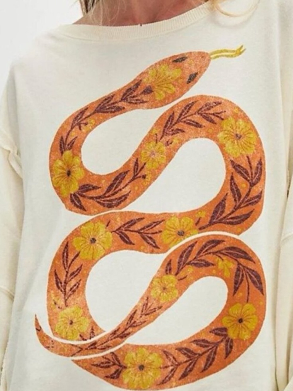 Free People Snake Camden Sweatshirt NWT. Size M.